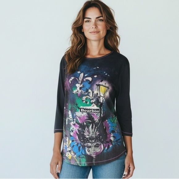 Blue Canyon Clothing Tops - BLUE CANYON ladies New Orleans, crewneck, long sleeve tee. BOURBON. Street NOLA.